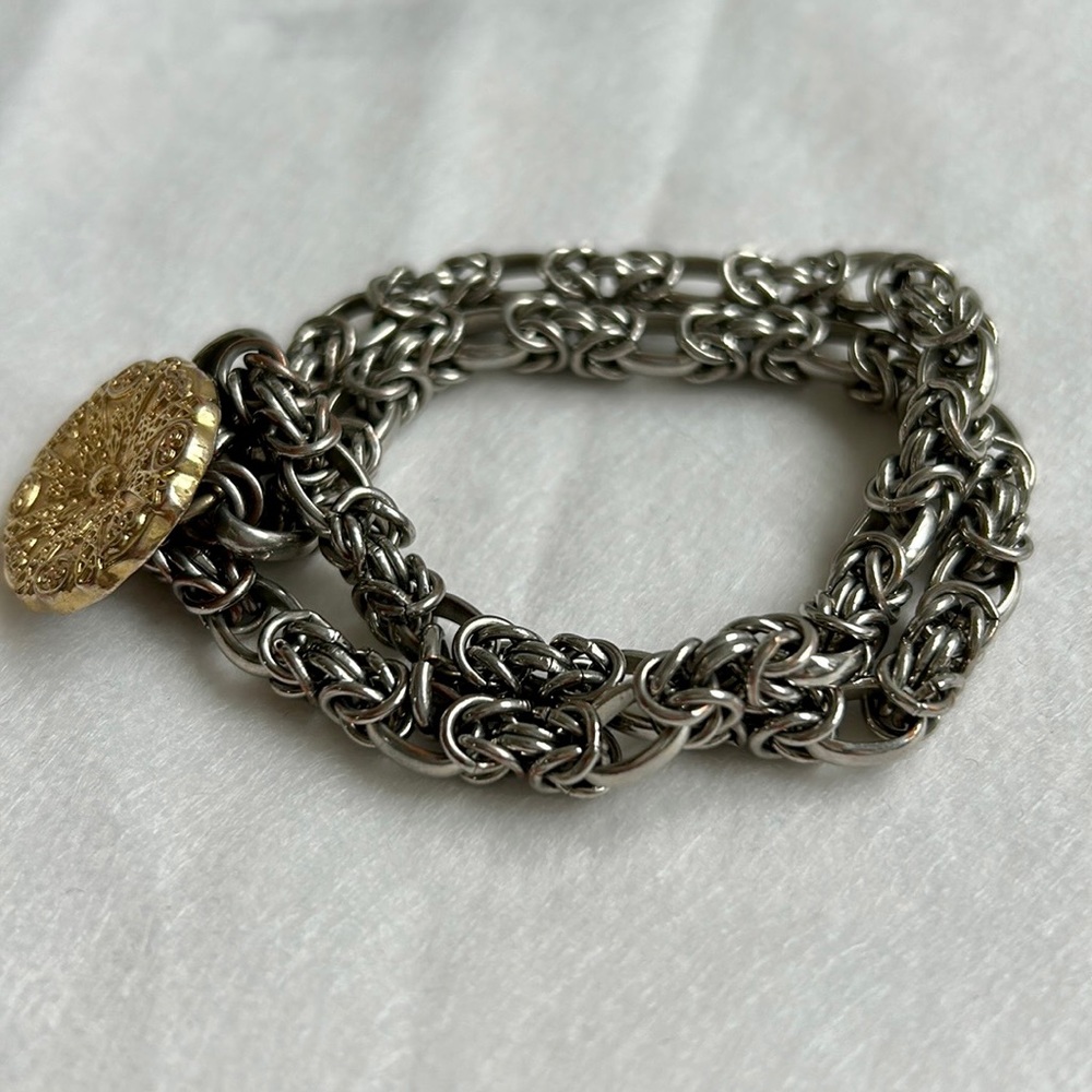 Banana Republic Silver Tone Double Chunky Interlo… - image 3